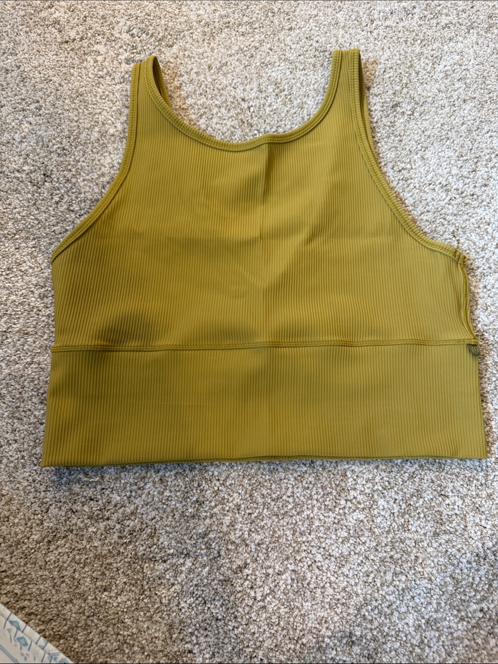 lululemon athletica Ribbed Crop Tank in Olive Green